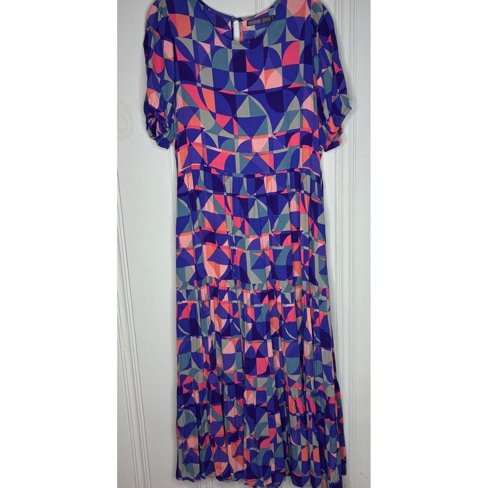 Mister Zimi Sunday Dress Tamarind Tiered Midi Maxi Dress Vibrant Sz 6 Boho Chic